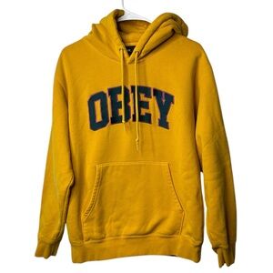 Obey Worldwide‎ Yellow Hoodie Men’s Small Streetwear Graphic Sweatshirt